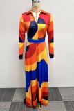 Multicolor Casual Daily Print Printing Turndown Collar Jumpsuits