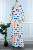 Green Elegant Print Patchwork High Opening V Neck Printed Dress Dresses