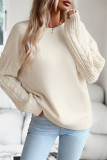 Beige Casual Solid Basic O Neck Tops