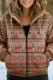 Khaki Casual Print Patchwork Zipper Hooded Collar Outerwear