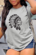 Light Gray Casual Street Print Patchwork O Neck T-Shirts