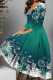 Green Casual Print Basic V Neck Long Sleeve Dresses