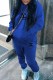 Blue Casual Print Letter Hooded Collar Long Sleeve Two Pieces