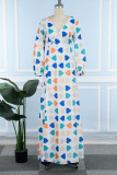 Green Elegant Print Patchwork High Opening V Neck Printed Dress Dresses