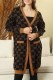 Black Elegant Letter Patchwork Cardigan Collar Outerwear