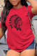 Red Casual Street Print Patchwork O Neck T-Shirts