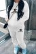 White Casual Print Letter Hooded Collar Long Sleeve Two Pieces