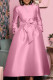 Pink Elegant Solid Patchwork With Bow O Neck A Line Dresses