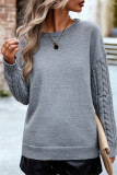 Grey Casual Solid Basic O Neck Tops