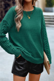 Green Casual Solid Basic O Neck Tops