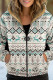 Light Blue Casual Print Patchwork Zipper Hooded Collar Outerwear
