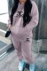 Silver Gray Casual Print Letter Hooded Collar Long Sleeve Two Pieces