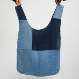 Blue Casual Patchwork Contrast Bags
