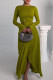 Fruit Green Casual Solid Patchwork O Neck Long Sleeve Dresses