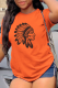 Orange Casual Street Print Patchwork O Neck T-Shirts