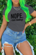 Dark Gray Casual Daily Print Patchwork Letter O Neck T-Shirts