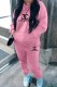 Pink Casual Print Letter Hooded Collar Long Sleeve Two Pieces