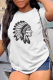 White Casual Street Print Patchwork O Neck T-Shirts