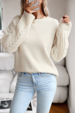 Beige Casual Solid Basic O Neck Tops