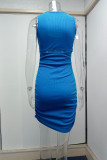 Grey Casual Solid Hollowed Out O Neck Sleeveless Dress Dresses