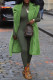 Light Green Casual Solid Cardigan Turndown Collar Outerwear