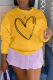 Yellow Casual Print Patchwork O Neck Tops