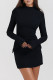 Black Casual Solid Basic Half A Turtleneck Long Sleeve Dresses