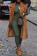 Light Brown Casual Solid Cardigan Turndown Collar Outerwear