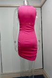 Grey Casual Solid Hollowed Out O Neck Sleeveless Dress Dresses