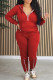 Brick Red Casual Solid Patchwork Zipper Collar Long Sleeve Two Pieces