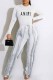 White Casual Street Print Tassel Letter O Neck Long Sleeve Two Pieces