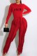 Red Casual Street Print Tassel Letter O Neck Long Sleeve Two Pieces