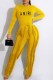 Yellow Casual Street Print Tassel Letter O Neck Long Sleeve Two Pieces