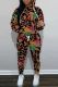 Brown Casual Print Basic Hooded Collar Long Sleeve Two Pieces