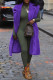 Purple Casual Solid Cardigan Turndown Collar Outerwear
