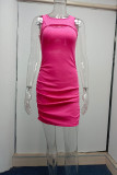 Grey Casual Solid Hollowed Out O Neck Sleeveless Dress Dresses