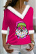 Rose Pink Casual Print Patchwork V Neck Tops