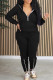 Black Casual Solid Patchwork Zipper Collar Long Sleeve Two Pieces