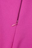Rose Red Elegant Print Bandage Patchwork Zipper Half A Turtleneck Straight Plus Size Two Pieces