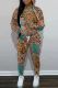 Leopard Print Casual Print Basic Hooded Collar Long Sleeve Two Pieces