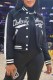 Black Street Print Letter Mandarin Collar Outerwear