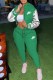 Green Casual Street Print Letter Hooded Collar Long Sleeve Two Pieces