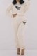 White Casual Print Letter Hooded Collar Long Sleeve Two Pieces