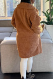 Blue Elegant Solid Patchwork Pocket Cardigan Collar Outerwear