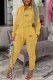 Yellow Casual Print Letter Hooded Collar Long Sleeve Two Pieces