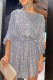 Silver Gray Casual Patchwork Sequins O Neck Long Sleeve Dresses