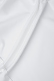 Cream White Daily Elegant College Patchwork Fold Solid Color Square Collar Long Sleeve Dresses