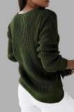 Green Casual Solid Basic V Neck Tops