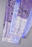Colour Casual Print Patchwork Pocket Straight Low Waist Straight Full Print Bottoms