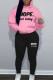 Pink Black Casual Print Patchwork Pocket Frenulum Hooded Collar Long Sleeve Two Pieces